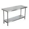 Banco de trabajo de acero inoxidable, Banco de trabajo para cocina de restaurante comercial, Soporte doble engrosado, Mesa de preparación, Fabricante de mesas, Fábrica