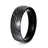 Anel de Aço Titânio com Padrão de Anel Anual de Aço Damasco Novo Xiyin da Amazon Europeia e Americana Anel Masculino Pulseira