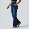 Jeans Acampanados de Alta Elasticidad para Mujer de Tiktok, Pantalones Largos Casuales de Cintura Alta Ajustados, Jeans Azul Oscuro de Moda Europea y Americana de Largo Hasta el Suelo