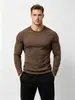 Camiseta deportiva y casual de cuello alto y manga larga para hombre, nueva para otoño e invierno, de doble cara con forro polar, mangas raglán, cálida, color liso, capa base, transfronteriza