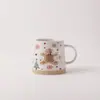 *Edición Limitada de Navidad 0343* 8.5*9.5cm 450ml Taza Cónica de Cerámica Taza de Café Serigrafiada Taza de Agua en Relieve
