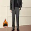 Otoño Invierno 2026 Pantalones Gruesos para Hombre Estilo Coreano Modernos Rectos Holgados Versátiles Casuales Pantalones de Traje de Lana Engrosados