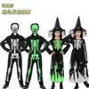 Nuevo disfraz de cosplay de Halloween transfronterizo, atuendo de Parca de calavera luminosa con ojos brillantes, disfraz de bruja fantasma
