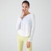 Primavera y verano nueva blusa deportiva para correr cuello redondo hueca suelta camiseta flor podrida ropa de fitness ropa deportiva para yoga manga larga