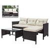 Sofá de Ratán para Patio Exterior, Silla de Ratán para Jardín de Villa, Juego de Tres Piezas con Mesa de Centro, Juego de Mesa para Té de Ocio, Venta al por Mayor de Fábrica