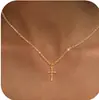Exquisito Collar de Cruz Europeo y Americano Transfronterizo para Mujer Chapado en Oro de 14K Moda en Capas Colgante de Alta Gama