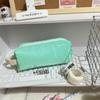 Bolsa para lápis quadrada creme de alto valor, estilo japonês, bolsa para lápis, pequena, fresca, grande capacidade, bolsa para artigos de papelaria, bolsa para armazenamento de artigos de papelaria