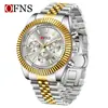 Nuevo Reloj de Hombre Ofns Negocios Tres Ojos Seis Manecillas Reloj de Cuarzo Luminoso Calendario Impermeable Reloj para Hombre