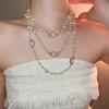 Collar de perlas largas irregulares, estilo francés, ligero, de lujo, elegante, de lana, con cadena, sencillo, de alta gama, al por mayor, para mujer.