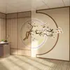Parede de Transmissão ao Vivo Estilo Chinês Clássico para Salões de Beleza, Clubes, Salas de Estar, Salas de Jantar, Restaurantes, Salões de Chá e Cobertura de Parede de Fundo para TV