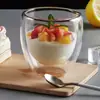 Taza de vidrio de doble pared con forma de huevo hecha a medida, transparente y resistente al calor, ideal para té y café, hecha de vidrio de borosilicato alto
