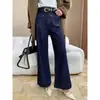 Jeans Sinan de Pierna Recta de Tiro Alto con Microbocadillo, Costuras Exteriores en Contraste, Diseño de Uso Inverso SN9459
