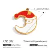Accesorios de Joyería de Acero Inoxidable Transfronterizos Adornos Temáticos Navideños Santa Claus Esmalte Accesorios Pequeños Retención de Color Dorado de 18K