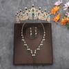 Conjunto de Joias Colar Brincos Coroa Casamento Três Peças Vestido de Noiva Acessórios para Jantar Colar Nupcial Atacado