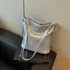 Bolsa de Cubo Tejida Simple Estilo Coreano Nueva de Verano Transfronteriza, Bolso Cruzado de Hombro Único de Gran Capacidad Casual para el Trabajo