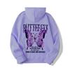 Sudadera casual con capucha de moda con letras nuevas de exportación europea y americana 2024 con mariposas multicolores