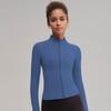Top de Yoga Desnudo Cuello Vertical Delgado Fitness Chaqueta Deportiva para Mujer Sentido Avanzado Malla Trasera Transpirable Ropa de Yoga Manga Larga