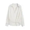Ropa de Mujer Transfronteriza 2026 Moda Europea y Americana Versátil Dobladillo Elástico Plisado Cuello Polo Camisa de Manga Larga para Mujer F526057