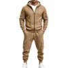 2026 Conjunto de Duas Peças Esportivo Masculino com Capuz Forrado de Lã, Bolsos Múltiplos, Roupa de Trabalho, Calça Jogger, Outono/Inverno Transfronteiriço