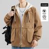 Chaqueta con Capucha Falsa de Dos Piezas para Hombre Primavera y Otoño 2024 Pantalones Holgados con Bolsillo de Solapa Talla Grande Marca de Moda Chaqueta Casual de Trabajo para Hombre