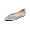 Weiwei Girl 5933-21 Sapatos Baixos de Bico Quadrado para Mulheres, Sapatos de Casamento com Strass, Solado Macio, Mocassins Confortáveis