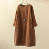 Outono e inverno Novo veludo cotelê retro vestido de cor sólida vestido solto irmã gorda plus size roupas femininas