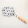 Molde de Aluminio para Tarta de Huevo Molde para Pastel Fondo Plano Copa Crisantemo Molde para Hornear Pudín Bandeja para Tarta de Huevo Copa Crisantemo de Siete Agujeros con Asa