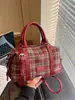 Bolso de Mano de Lana a Cuadros de Alta Gama 2025 Nuevo Moda Otoño e Invierno Súper Popular Bolso Boston Cruzado al Hombro