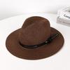 Sombrero de paja, protector solar de verano, sombrero para el sol, sombrero para hombre, cinturón, sombrero de vaquero, sombrero de ala grande de moda para mujer, sombrero de playa para exteriores
