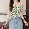 Floral Estilo Francés Chic Pequeño Chaleco Camisola Moda de Mujer Elegante Tejido Verano Nuevo Top sin Mangas