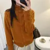 Cardigan Novo de Gola Alta Outono e Inverno Bordado Pesado Exquisito Versátil Suéter Camada Base Roupa Íntima Malha Macia Oca