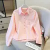 Chaqueta Camisa de Manga Larga con Bordado Pesado Estilo Coreano para Mujer, Nuevo Diseño Primavera 2026 Ropa Exterior Casual