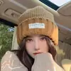 Gorro de Lana de Punto Grueso de Moda 2025 para Mujer para Otoño e Invierno, Versátil, Circunferencia de Cabeza Grande, Holgado, Cálido, Gorro que Adelgaza la Cara