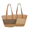 Atacado de Fabricante Bolsa Tote de Corda de Algodão Tecida Bolsa de Ombro Moda Costura Cor Contrastante Tecida à Mão Bolsa Tote de Grande Capacidade