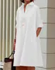 (Cárdigan Completo) 2026 Amazon Otoño Nuevo Producto Elegante Camisa de Temperamento con Cuello Estampado Manga Larga Vestido de Longitud Media