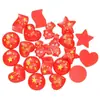 Bandera Roja del Día Nacional Corazón Estrella de Cinco Puntas Accesorios de Resina Pasador de Pelo DIY Diadema Funda para Teléfono Móvil Hebilla para Zapato con Agujero Parche