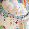 Decoraciones Colgantes de Nube y Aire para Jardín de Infancia Creación de Ambiente para el Rincón de Manualidades del Salón Colgante de Pompones de Algodón Dopamina Hecho a Mano DIY Cuero