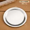 Prato redondo de aço inoxidável, prato de churrasco estilo coreano, prato para lanches espesso, prato raso com fundo plano para bife, bandeja, prato para ossos de churrasco, prato de jantar