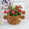 Cesta de Almacenamiento Tejida de Mimbre Sintético, Bolso de Mano para el Hogar, Cesta Redonda para Frutas, Cesta para Picnic al Aire Libre, Cesta de Regalo