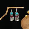 Pendientes vintage con borlas de plumas distintivas para mujer, diseño bohemio turquesa, estilo étnico, modernos.