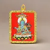 Pingente Thangka de Xizang Zakilam Quadrado Liga de Aço Titânio Dourado Vários Padrões de Minério Podem Escolher Direto da Fábrica
