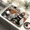 Tapete de lujo ligero transfronterizo engrosado para cafetera, absorbente para encimera de cocina doméstica, de secado rápido y drenante, tapete de piso de alta calidad