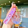 Llavero creativo de dibujos animados luminoso con cabeza de Mickey y botella de arenas movedizas con líquido de aceite, cuentas de burbujas y botella de deriva