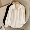 Camisa francesa de cuello en V no negociable para mujer, top formal para entrevista de trabajo, de manga larga