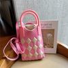 Plaid Mobile Phone Bag Mulheres Crossbody Mini Bag Pequeno e bonito leve quatro estações bolsa malha