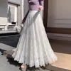 Saia de bolo plissada de malha estilo delicado para mulheres, nova coleção de outono, saia longa casual com caimento plissado e barra larga