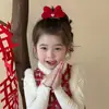 Excelente Pinza para el Cabello con Lazo Rojo Perla de Año Nuevo, Pinza Superior Dulce de Princesa, Accesorio para el Cabello Lazo para Coleta de Felicitaciones Festivas de Año Nuevo