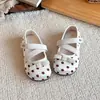 Zapatos de princesa de lunares retro para niñas, zapatos Mary Jane para niños, zapatos de cuero de suela blanda para niñas, zapatillas de ballet, zapatos planos