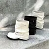 Botines de Tobillo de Tacón Grueso con Hebilla Retro para Mujer, Suela Gruesa, Nuevo Estilo Otoño/Invierno 2026, Botas Ajustadas Fruncidas, Botas de Caballero Martin