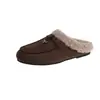 Pantuflas Birkenstock de suela gruesa estilo bosque Otoño/Invierno 2026 hebilla retro persona perezosa puntera cerrada medias pantuflas cálidas con felpa extra suave